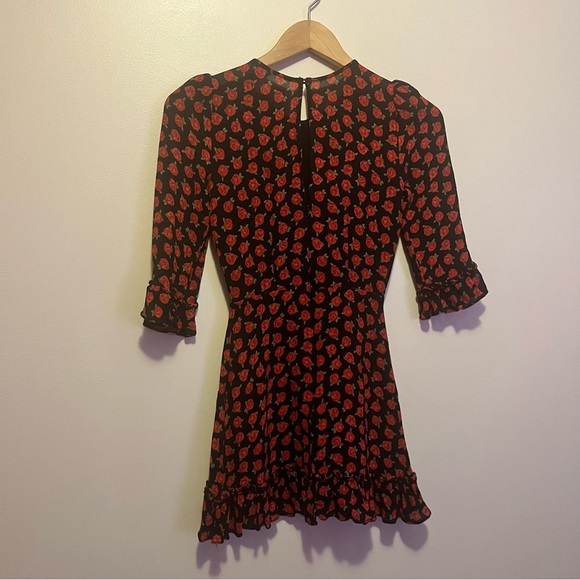 Reformation Doutzen Red Roses Cassandra Mini Dress size 0 like new floral ruffle - Picture 6 of 8